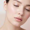 Luminous glass skin close-up showing dewy translucent Korean skincare results with poreless radiant complexion