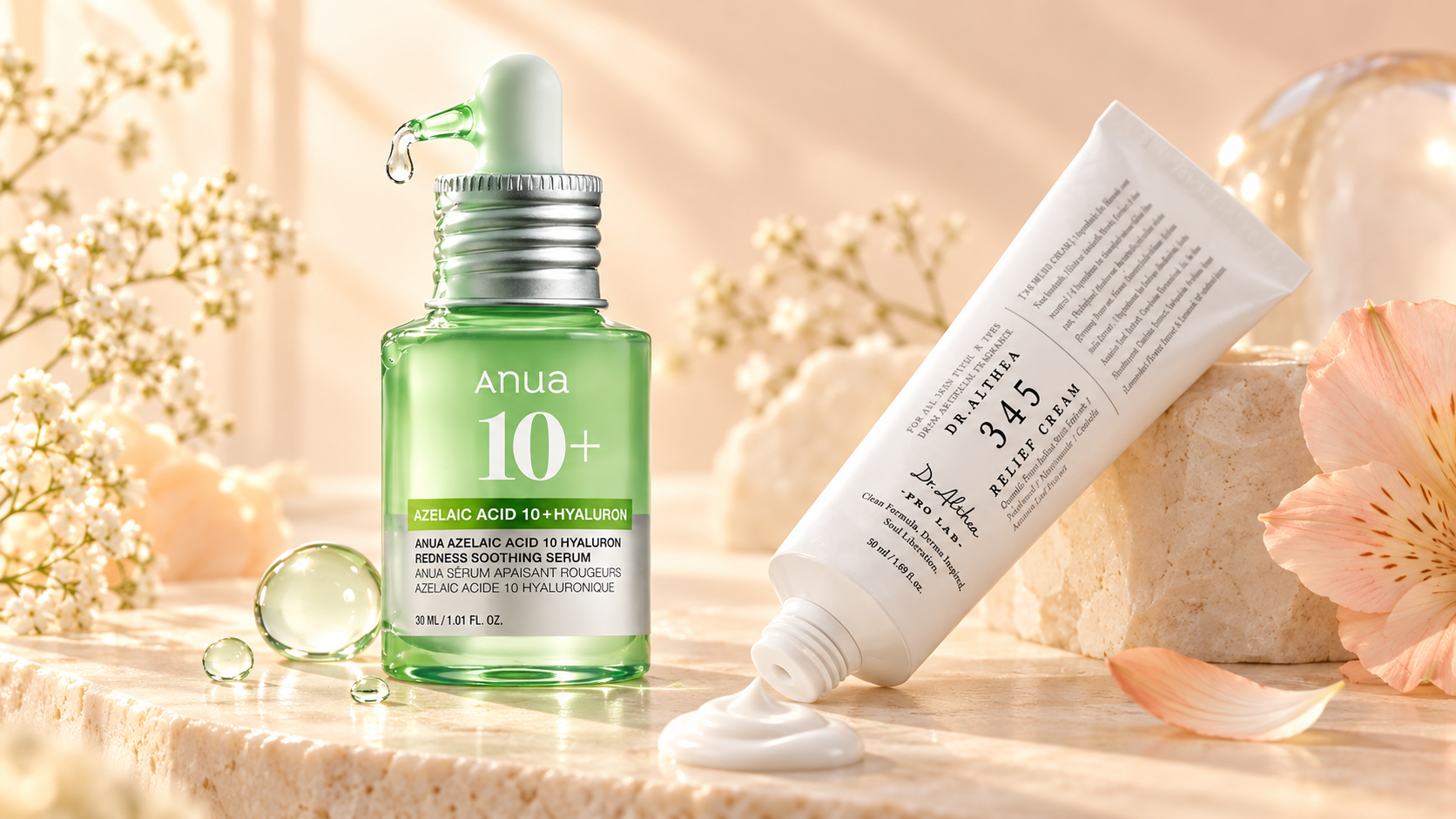 Actual ANUA Azelaic and Dr. Althea 345 products for pigmentation routine in UAE
