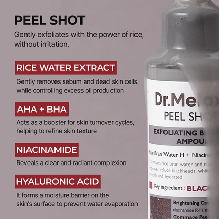 Dr. MELAXIN Peel Shot Exfoliating Black Rice Ampoule (80ml)