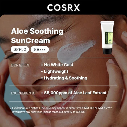 COSRX Aloe Sun Cream application Korean sun protection UAE