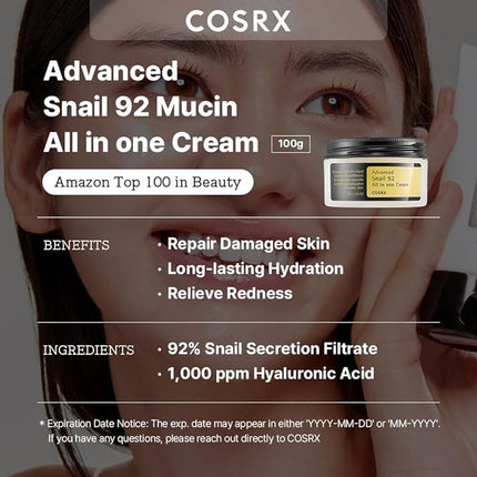 COSRX Snail 92 All in one Cream ingredients Korean beauty Dubai