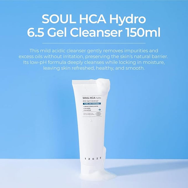 IZEZE SOUL HCA Hydro 6.5 Gel Cleanser, in uae , korean skincare in uae, dubai, k beauty, korean,  Kbeauty, izeze, cleanser, cleansing foam