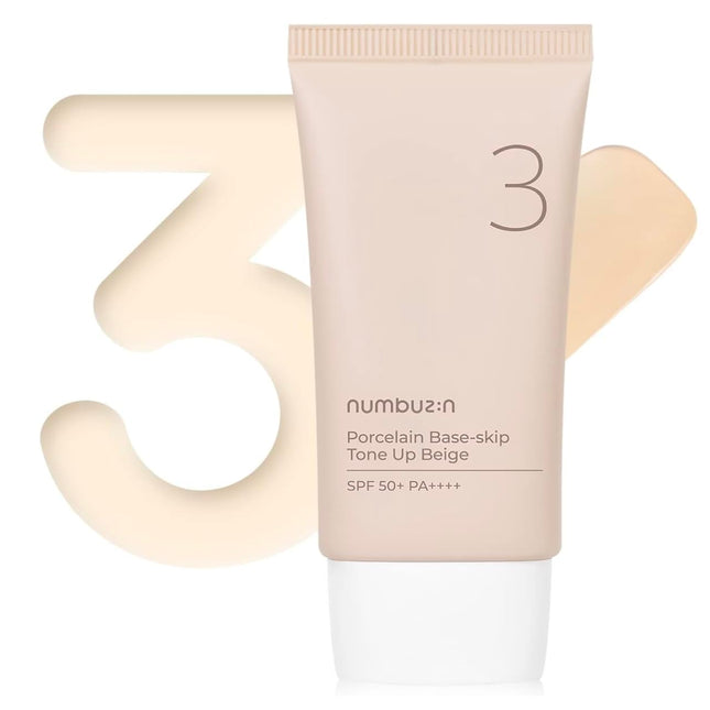 NUMBUZIN No.3 Porcelain Base-skip Tone Up Beige SPF50 tube Korean sunscreen UAE