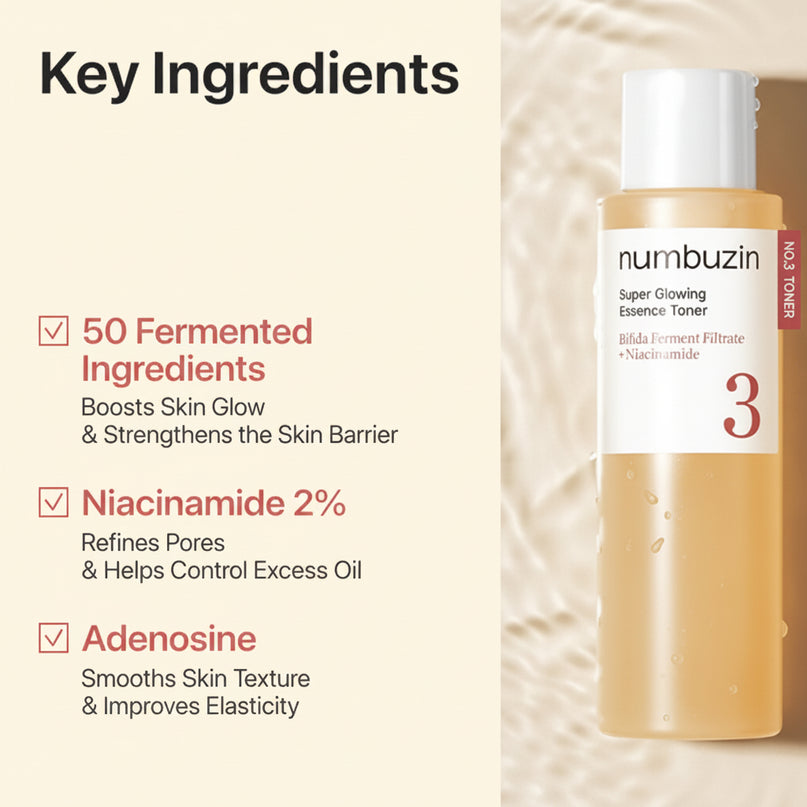 NUMBUZIN No.3 glowing toner product packaging Korean skincare Dubai