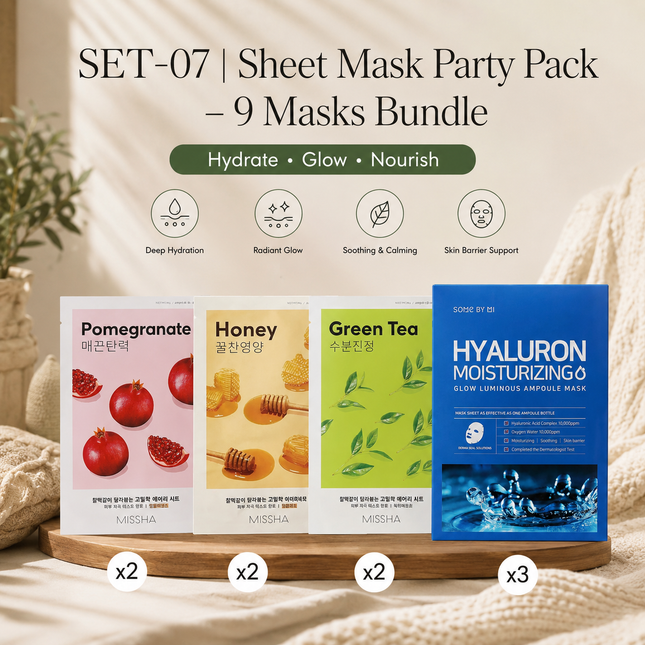 SET-07 Sheet Mask Party Pack 9 Masks Bundle - Korean skincare product view 1