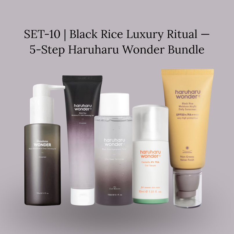 SET-10 | Black Rice Luxury Ritual — 5-Step Haruharu Wonder Bundle