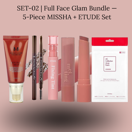 SET-02 | Full Face Glam Bundle — 5-Piece MISSHA + ETUDE Set