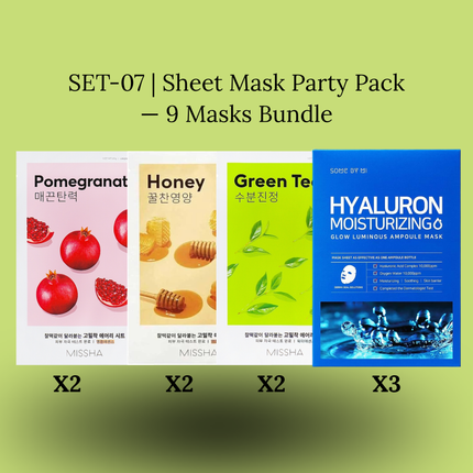 SET-07 | Sheet Mask Party Pack — 9 Masks Bundle