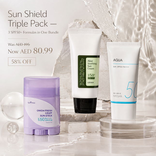 SET-06 | Sun Shield Triple Pack — 3 SPF50+ Formulas Bundle