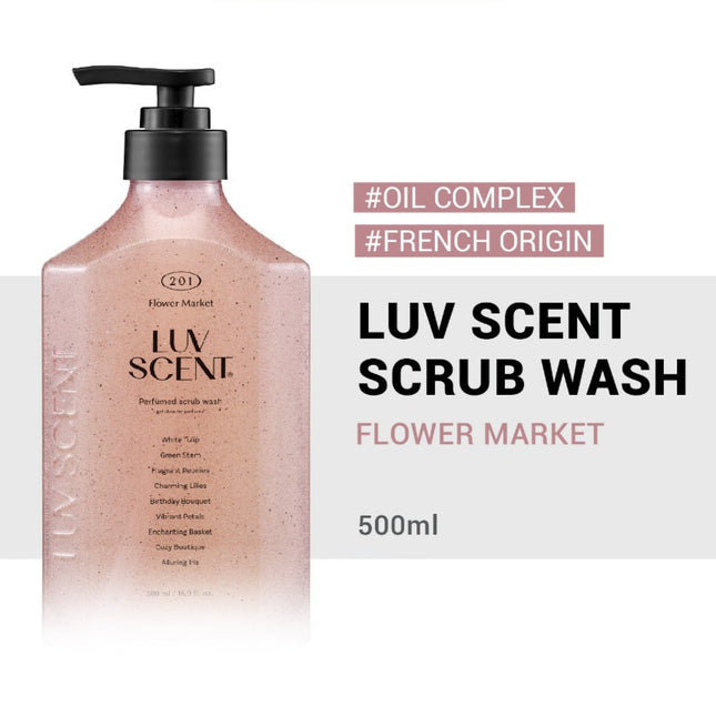 LUV SCENT Scrub Body Wash – Flower Market (500ml) – Korean skincare product – UAE